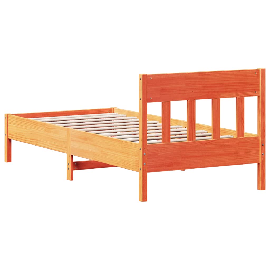 sengeramme uden madras 100x200 cm massivt fyrretræ gyldenbrun