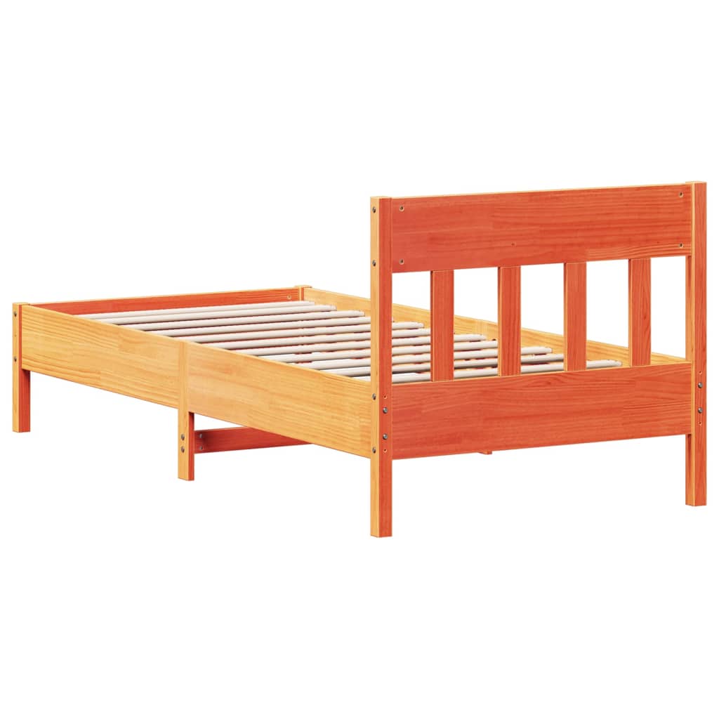 sengeramme uden madras 90x200 cm massivt fyrretræ gyldenbrun
