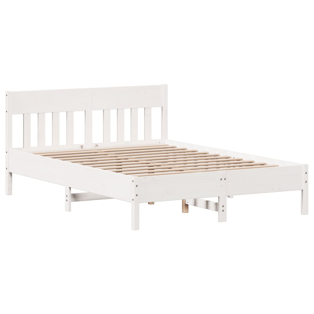 sengeramme uden madras 140x190 cm massivt fyrretræ hvid