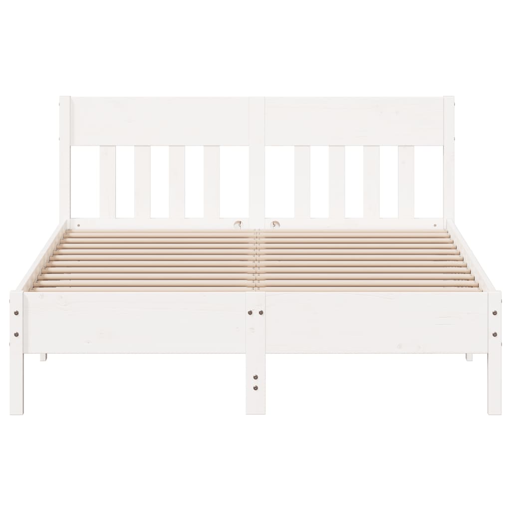 sengeramme uden madras 140x190 cm massivt fyrretræ hvid