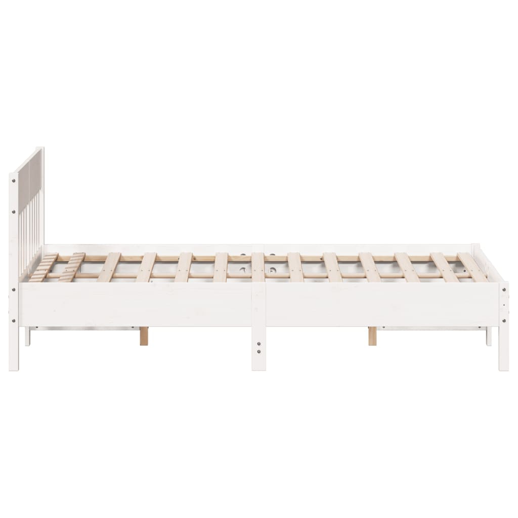 sengeramme uden madras 140x190 cm massivt fyrretræ hvid