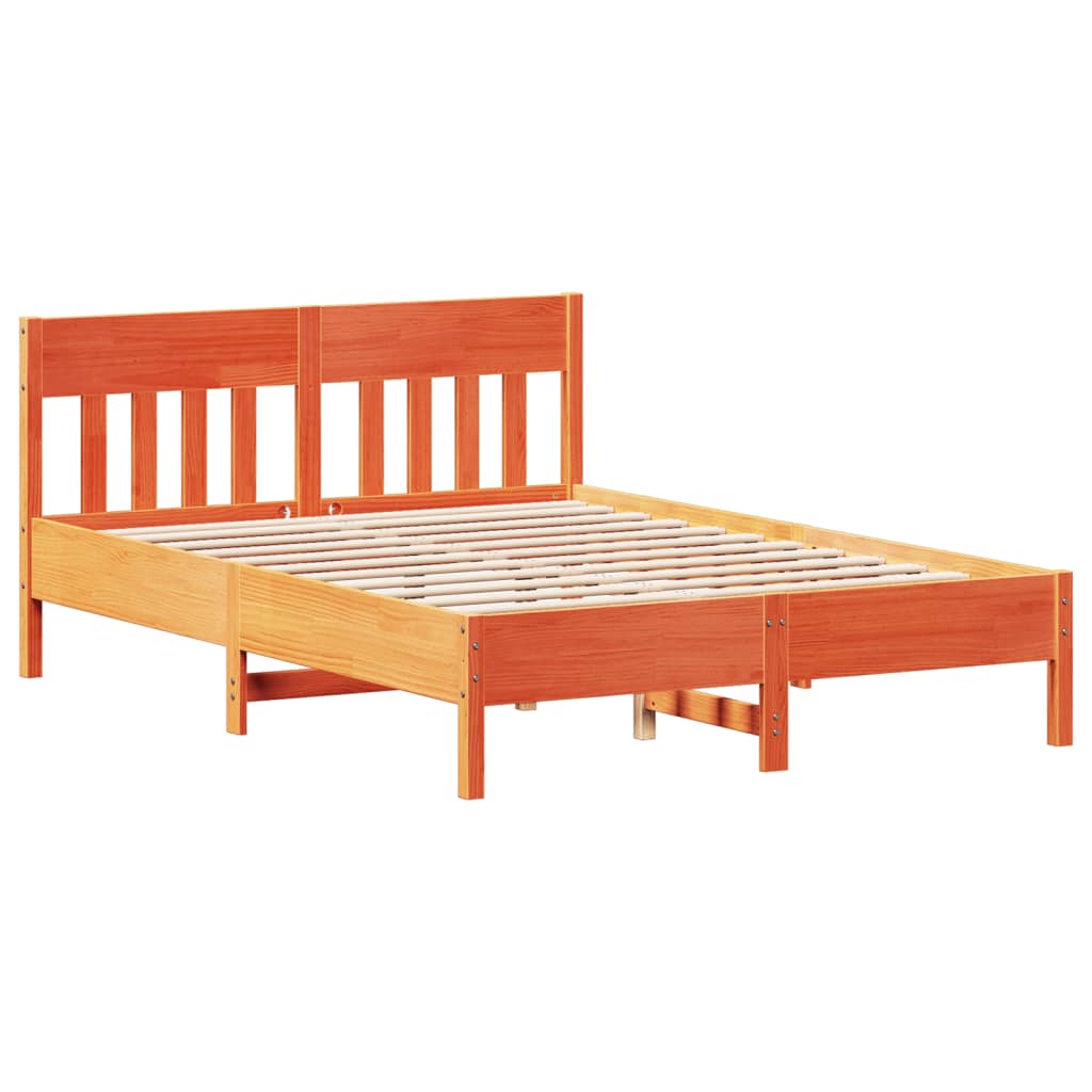 sengeramme uden madras 140x190 cm massivt fyrretræ gyldenbrun