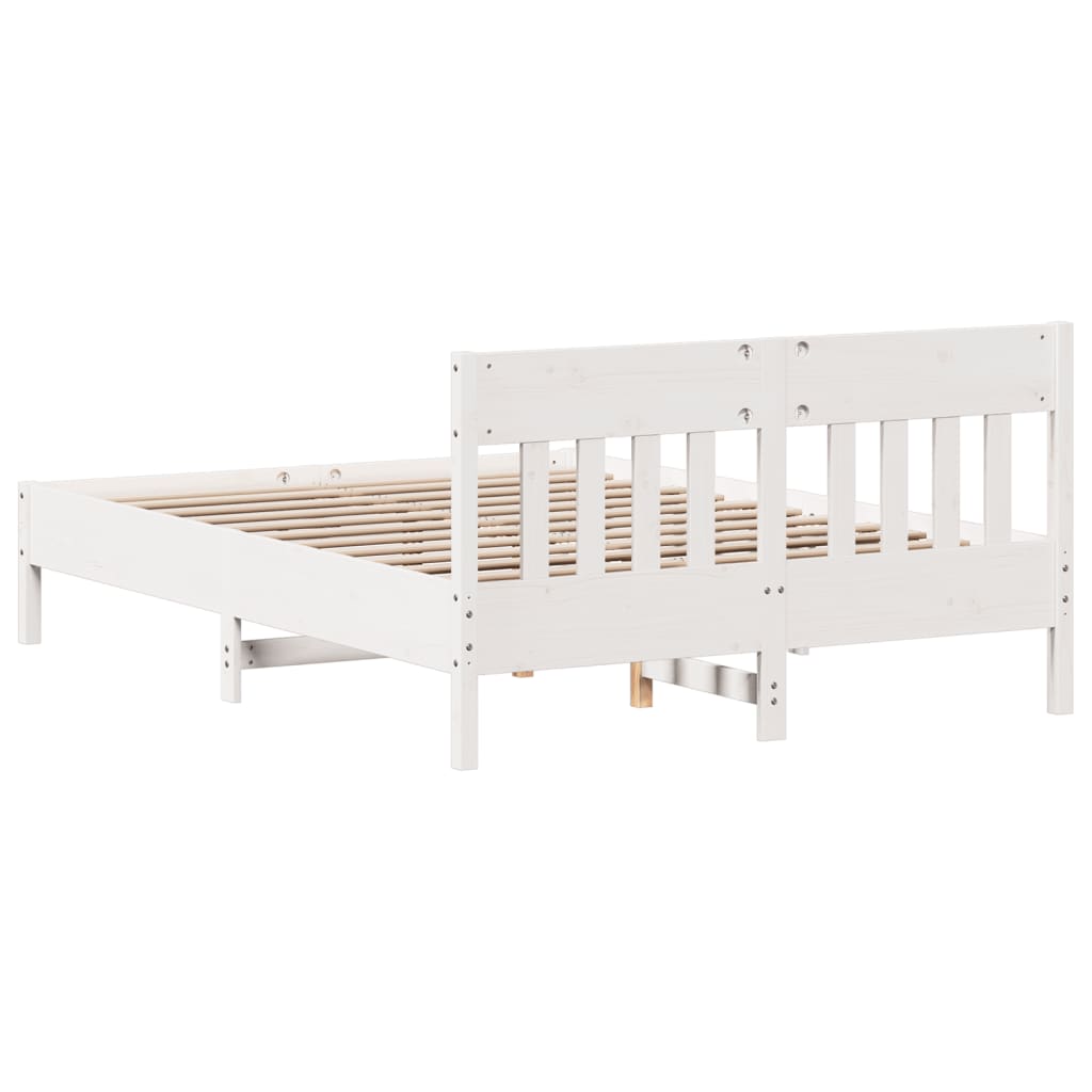 sengeramme uden madras 135x190 cm massivt fyrretræ hvid