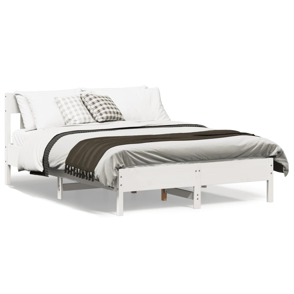 sengeramme uden madras 135x190 cm massivt fyrretræ hvid