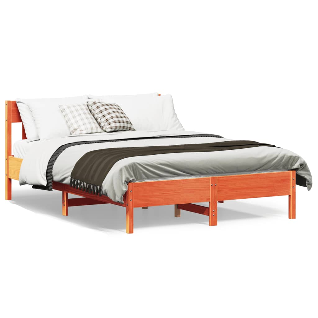 sengeramme uden madras 120x190 cm massivt fyrretræ gyldenbrun