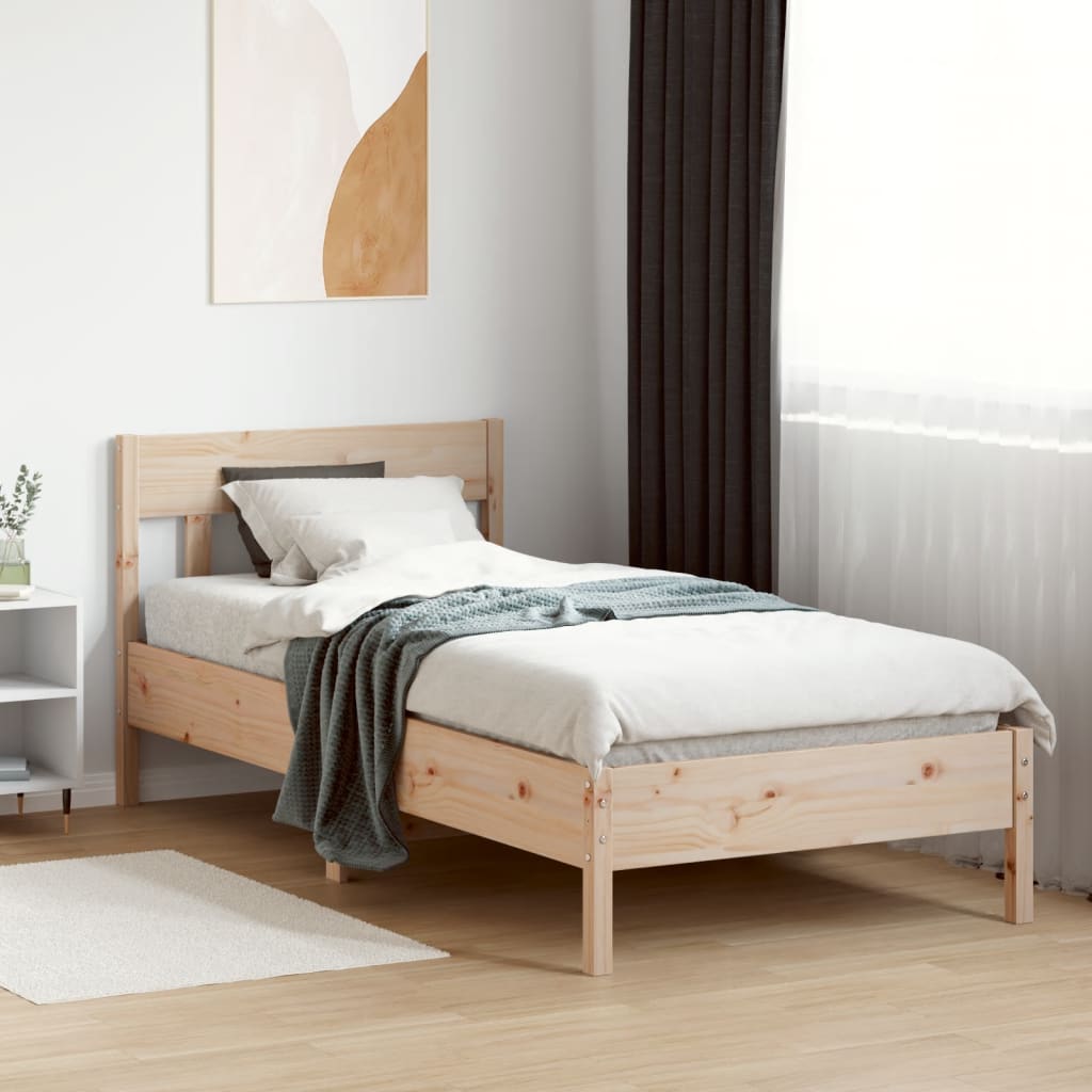 sengeramme uden madras 75x190 cm massivt fyrretræ