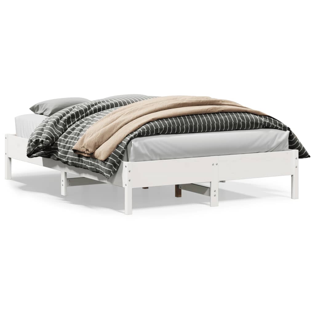 sengeramme uden madras 160x200 cm massivt fyrretræ hvid