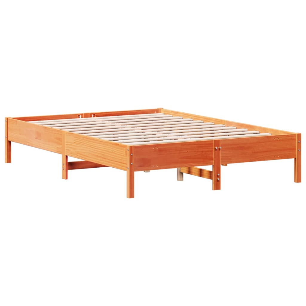 sengeramme uden madras 150x200 cm massivt fyrretræ gyldenbrun