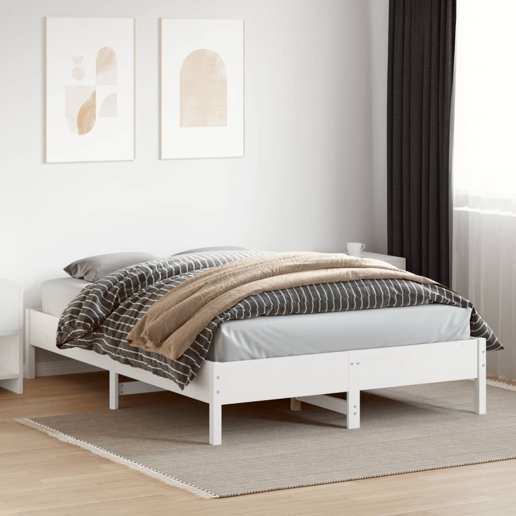 sengeramme uden madras 140x200 cm massivt fyrretræ hvid