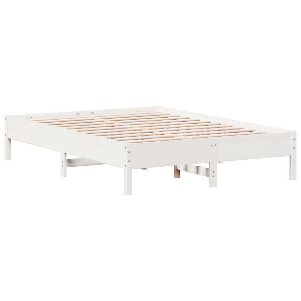 sengeramme uden madras 120x200 cm massivt fyrretræ hvid