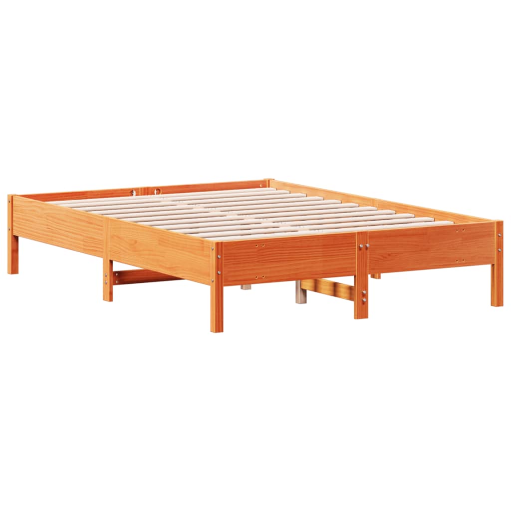 sengeramme uden madras 140x190 cm massivt fyrretræ gyldenbrun