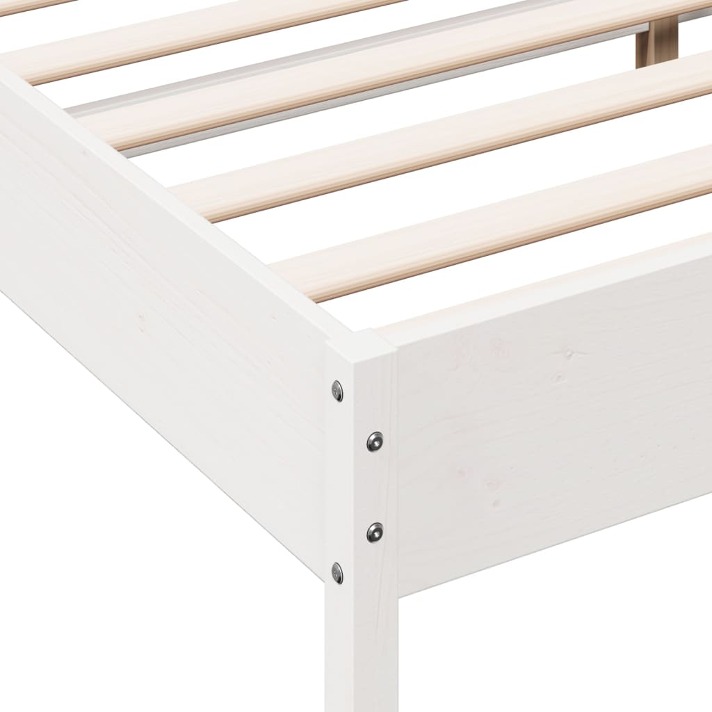 sengeramme uden madras 135x190 cm massivt fyrretræ hvid