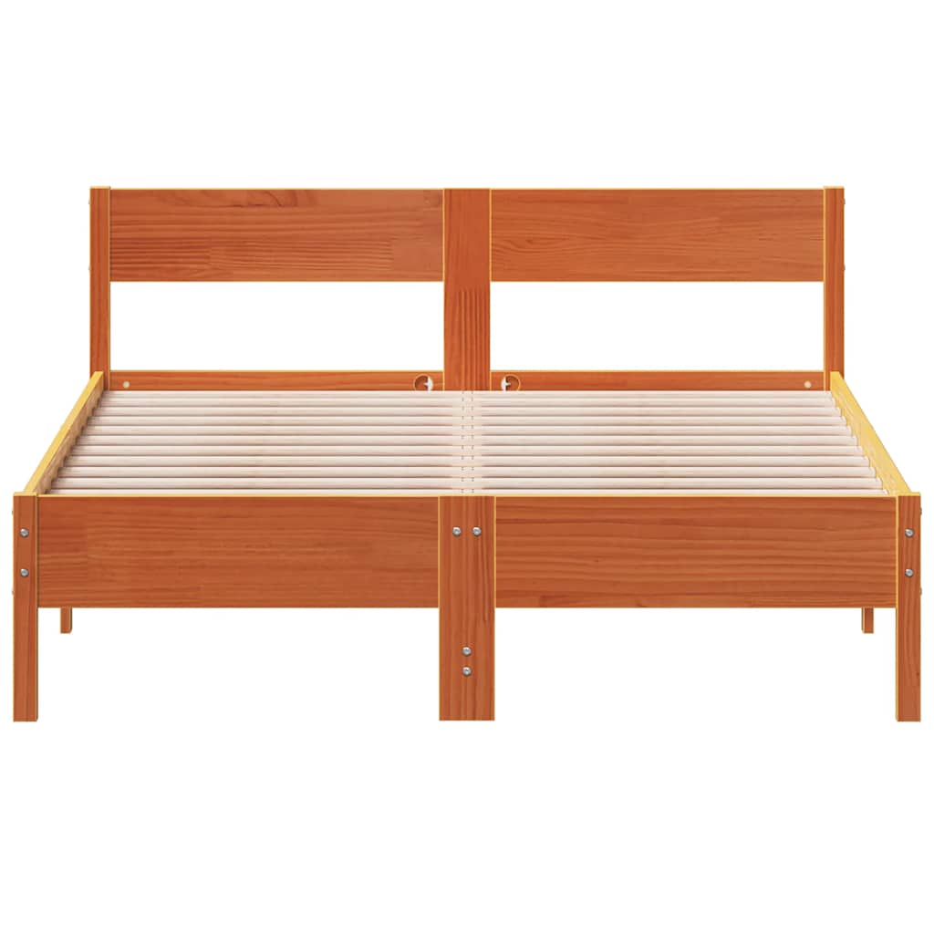 sengeramme uden madras 150x200 cm massivt fyrretræ gyldenbrun