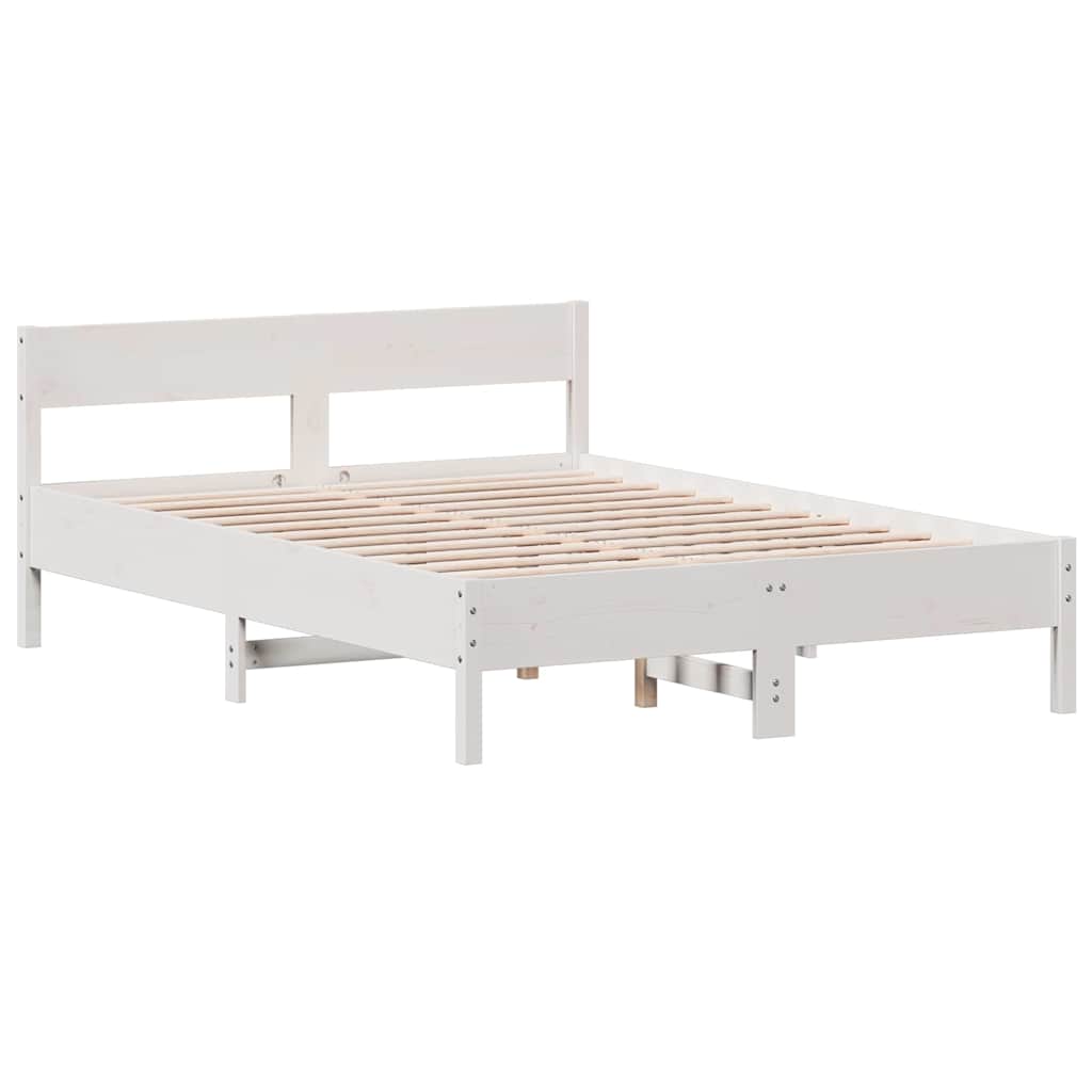 sengeramme uden madras 140x200 cm massivt fyrretræ hvid