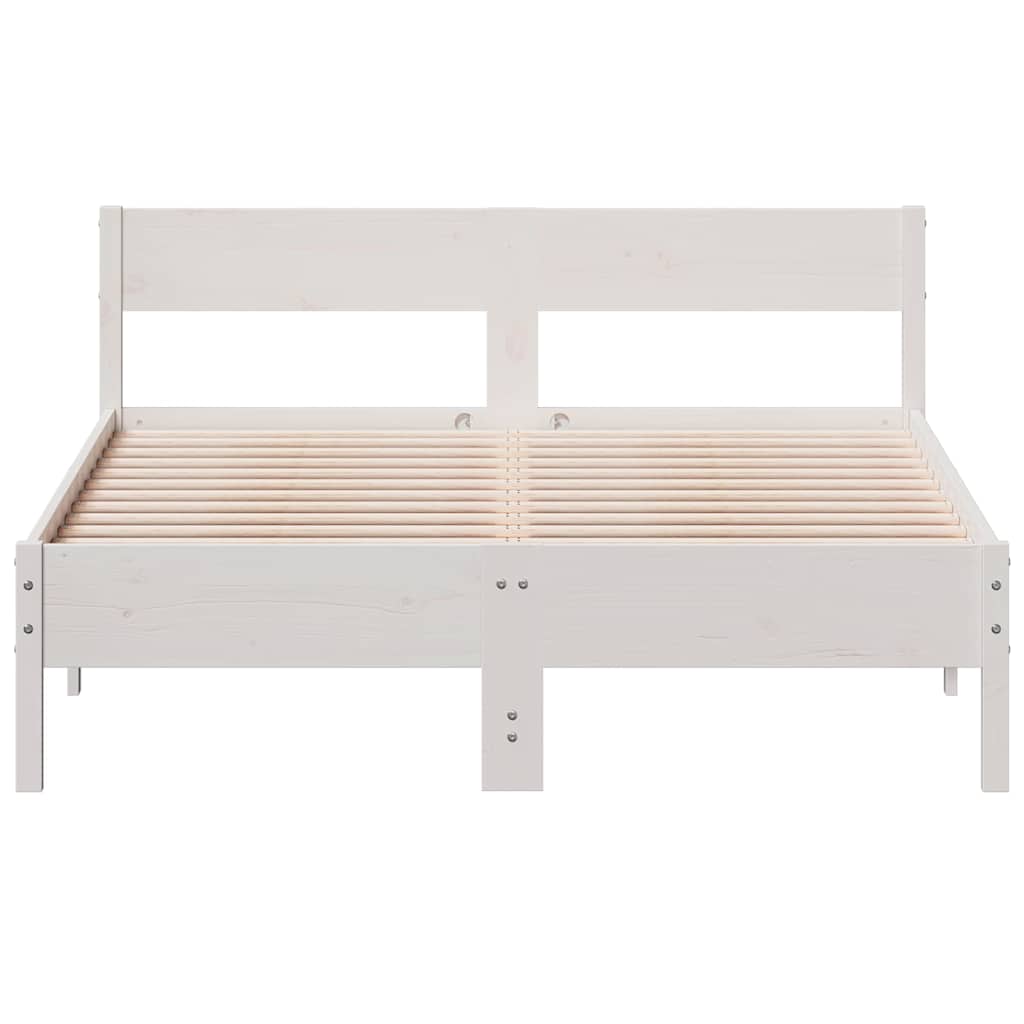 sengeramme uden madras 140x200 cm massivt fyrretræ hvid