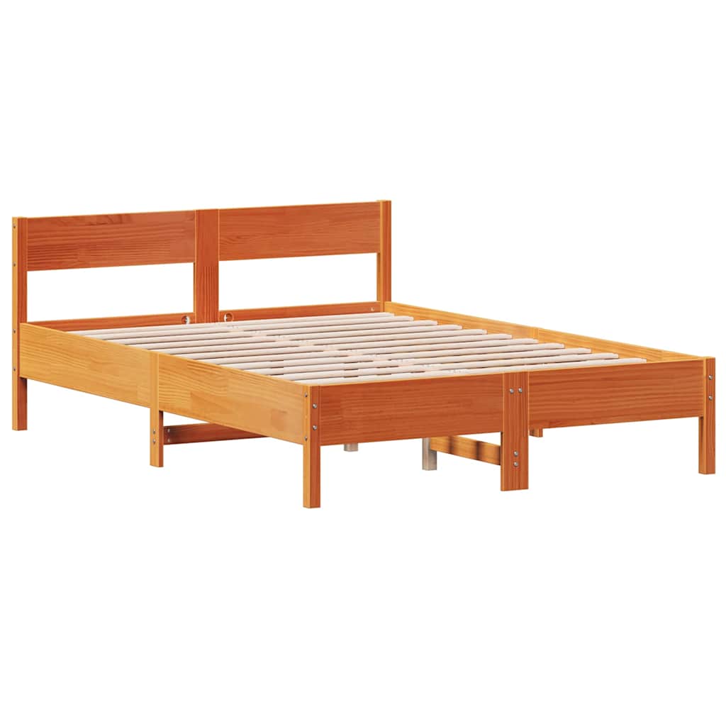 sengeramme uden madras 140x200 cm massivt fyr gyldenbrun