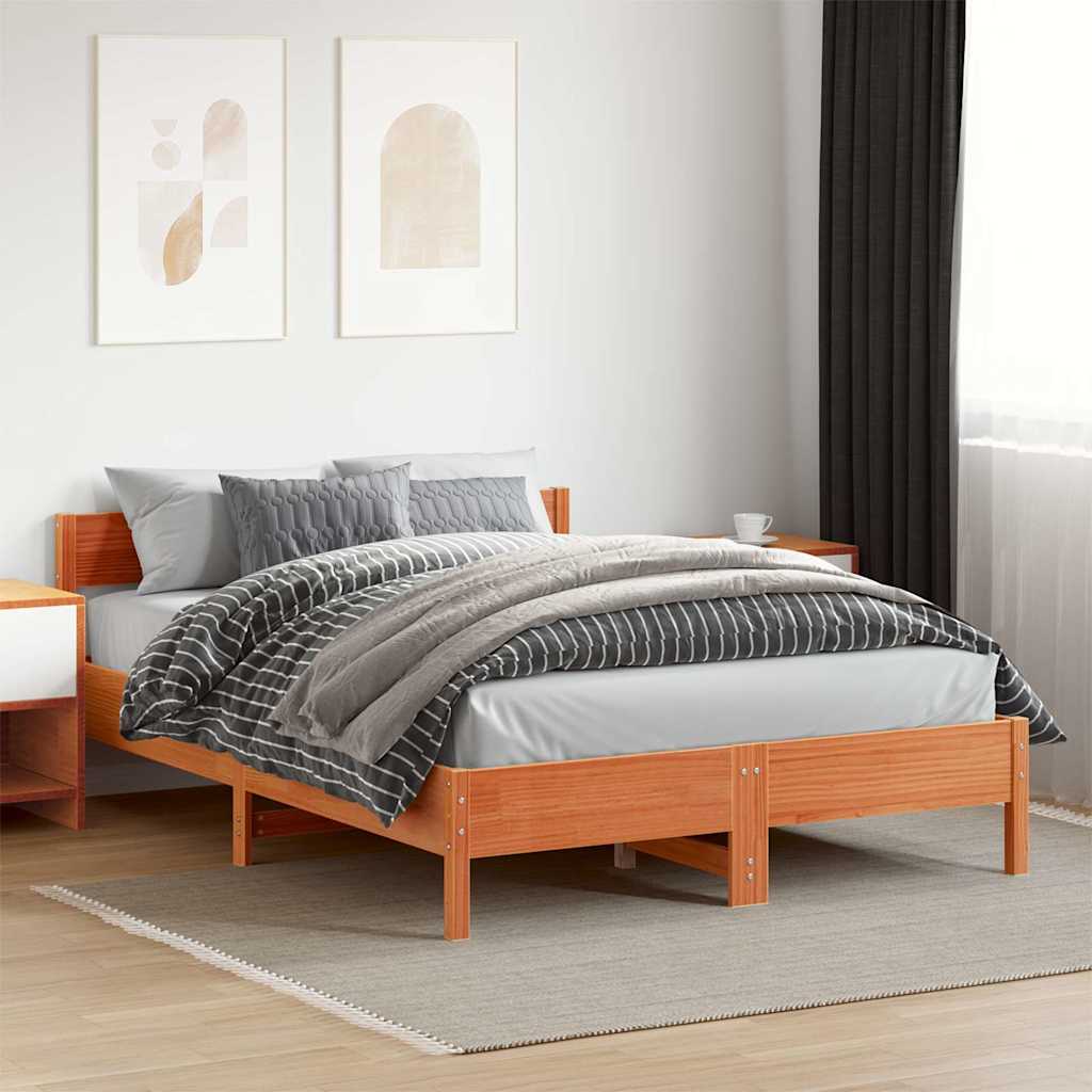 sengeramme uden madras 140x200 cm massivt fyr gyldenbrun