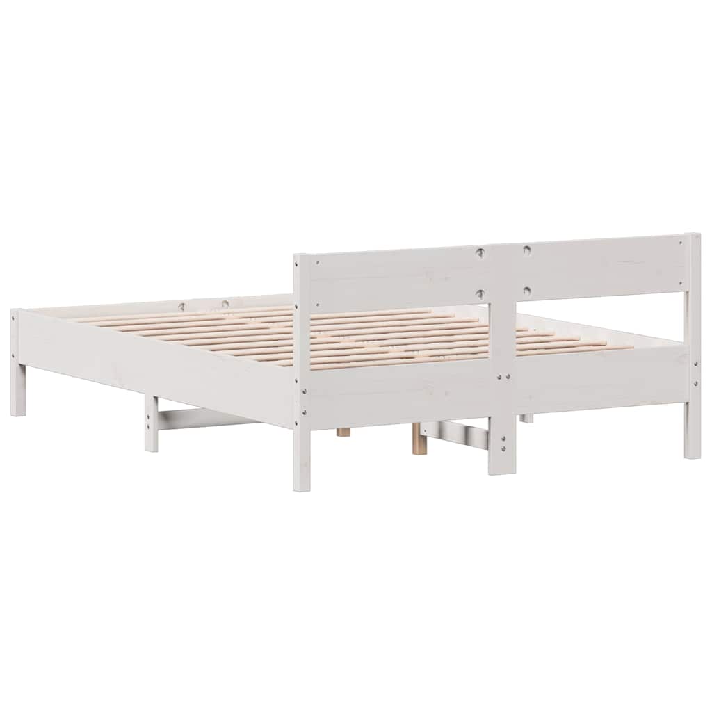 sengeramme uden madras 120x200 cm massivt fyrretræ hvid