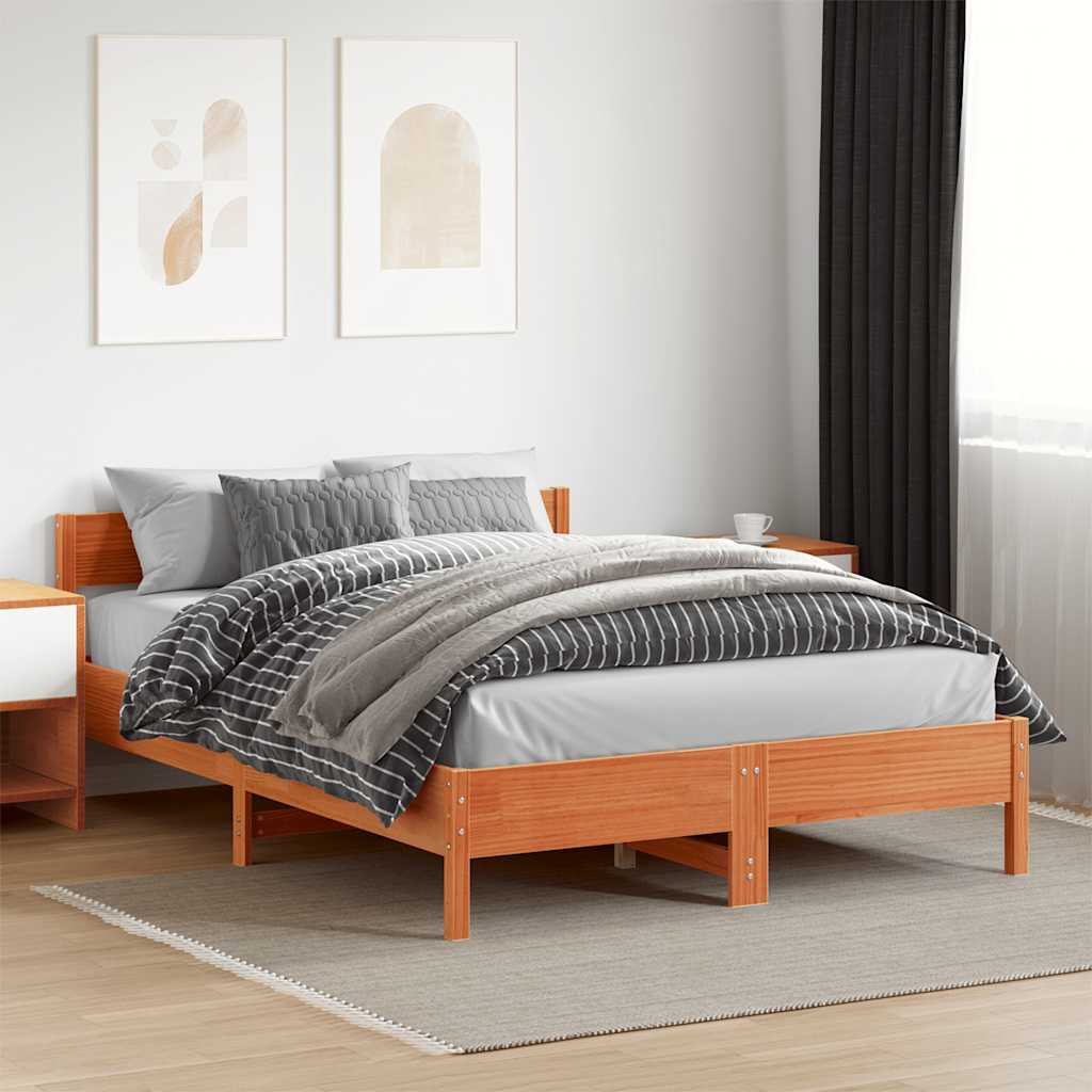 sengeramme uden madras 120x200 cm massivt fyrretræ gyldenbrun