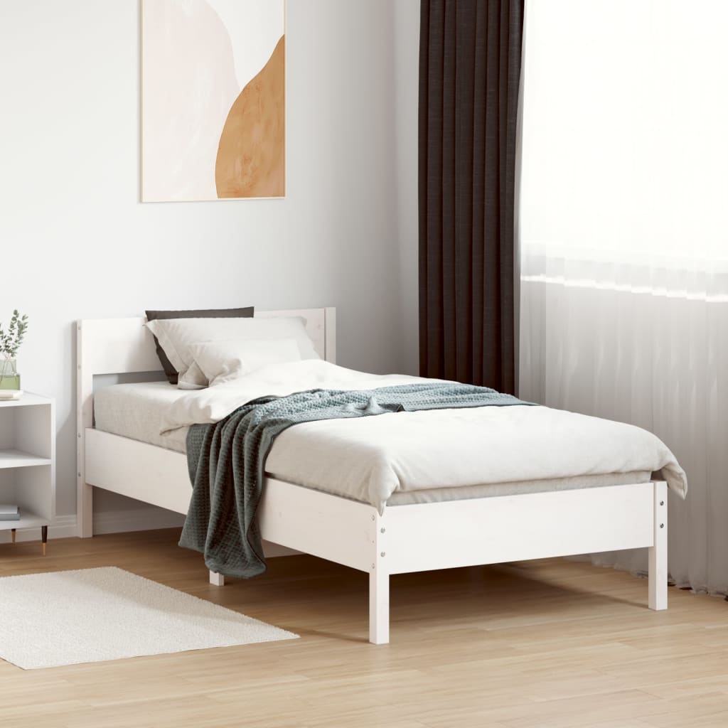 sengeramme uden madras 100x200 cm massivt fyrretræ hvid