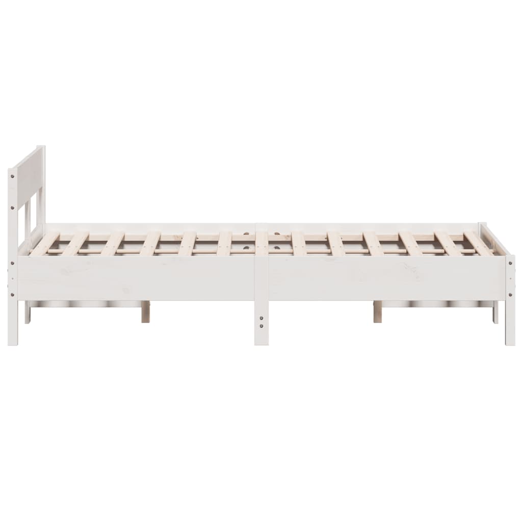 sengeramme uden madras 135x190 cm massivt fyrretræ hvid