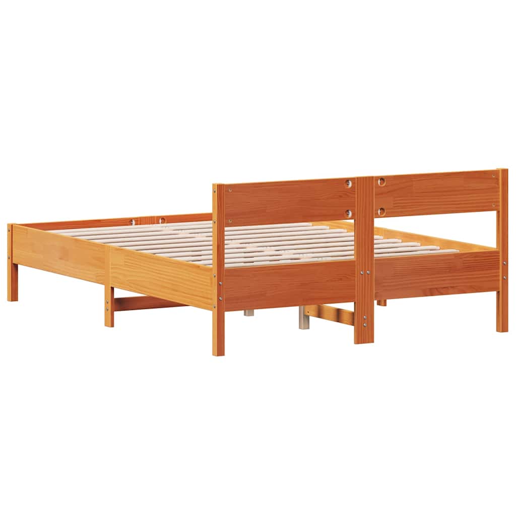 sengeramme uden madras 120x190 cm massivt fyrretræ gyldenbrun