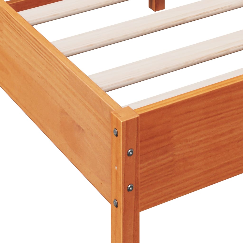 sengeramme uden madras 90x190 cm massivt fyrretræ gyldenbrun