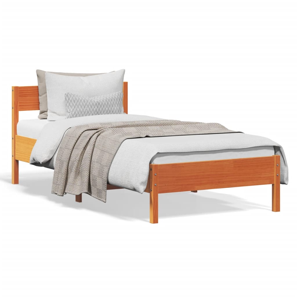 sengeramme uden madras 75x190 cm massivt fyrretræ gyldenbrun