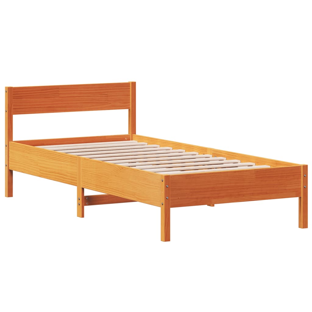 sengeramme uden madras 75x190 cm massivt fyrretræ gyldenbrun