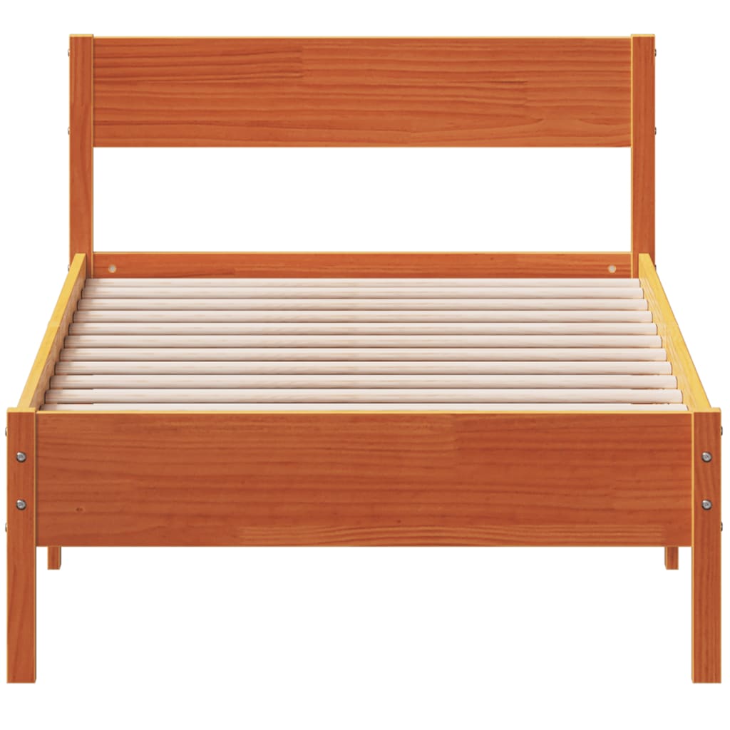sengeramme uden madras 75x190 cm massivt fyrretræ gyldenbrun