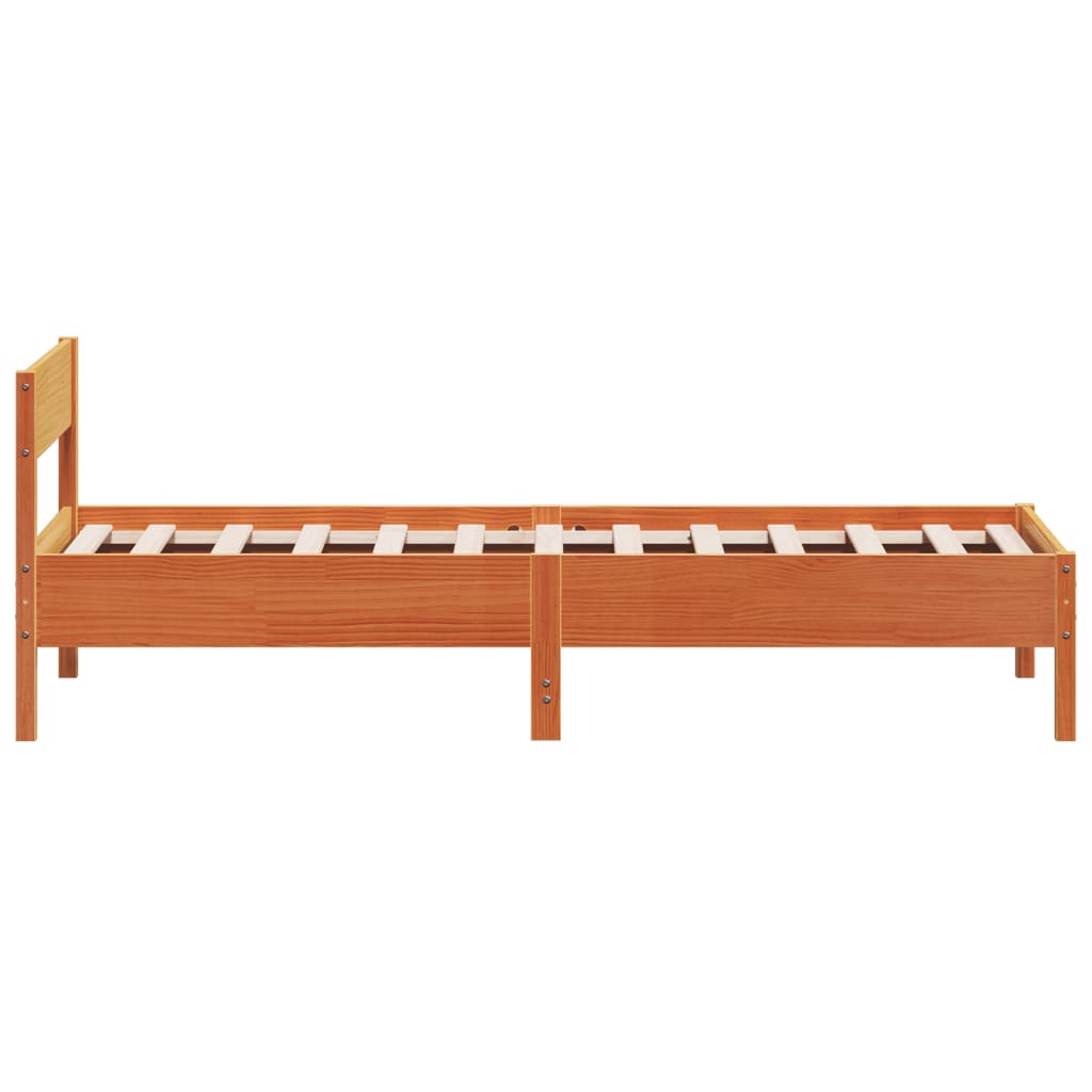 sengeramme uden madras 75x190 cm massivt fyrretræ gyldenbrun