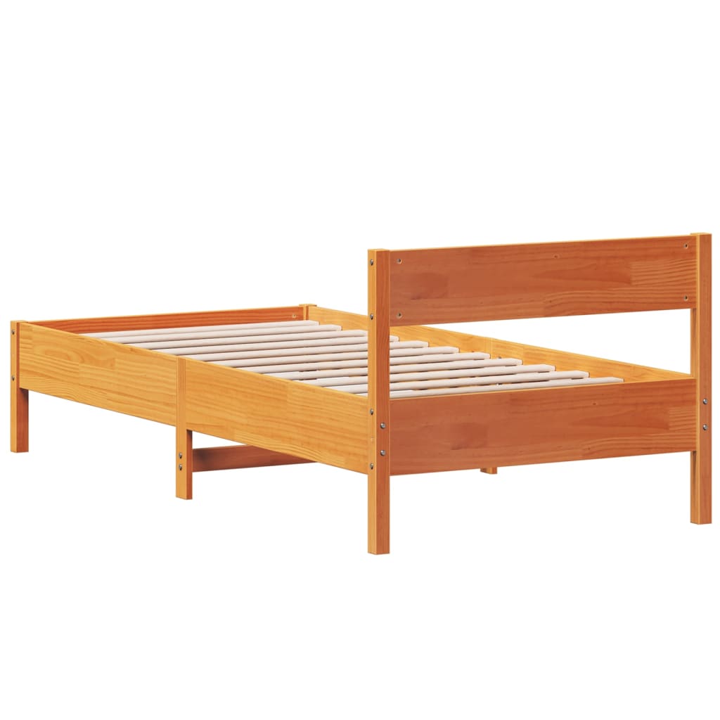 sengeramme uden madras 75x190 cm massivt fyrretræ gyldenbrun