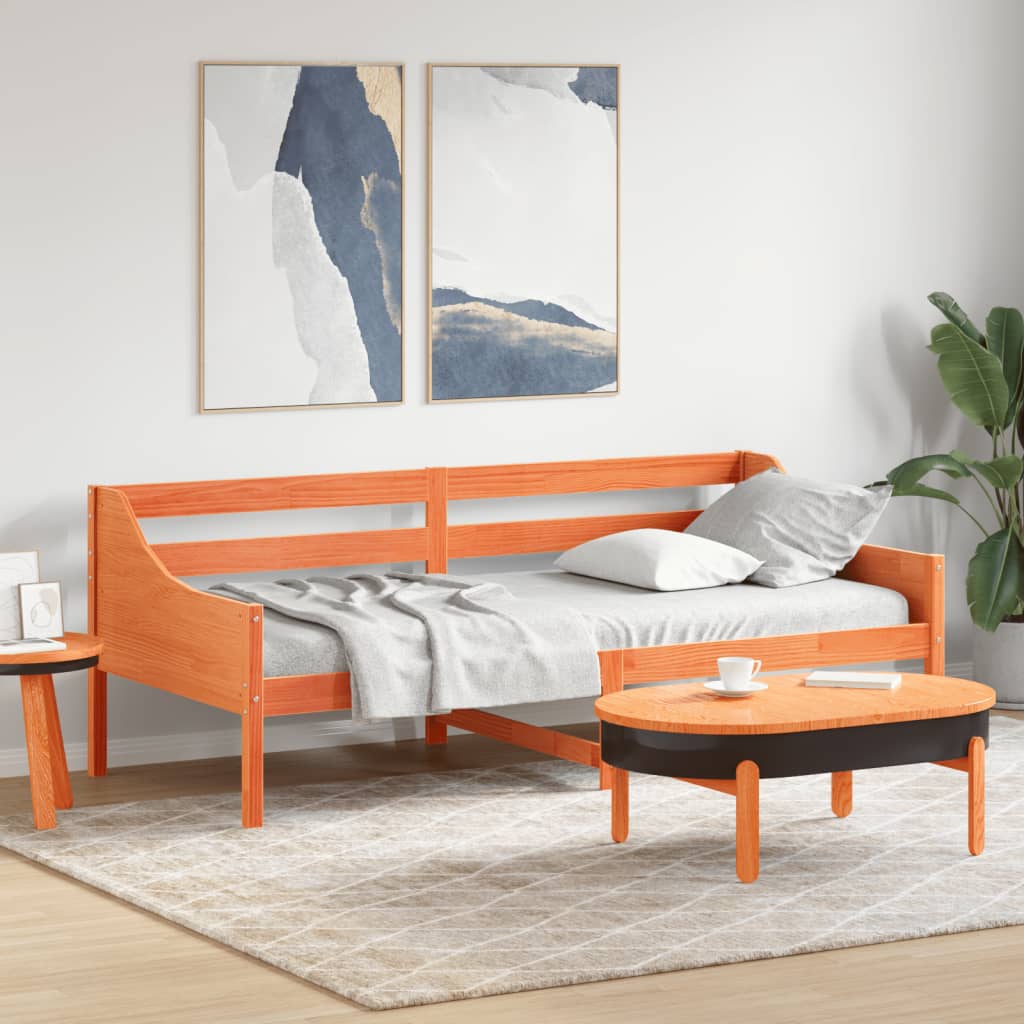 daybed uden madras 100x200 cm massivt fyrretræ gyldenbrun