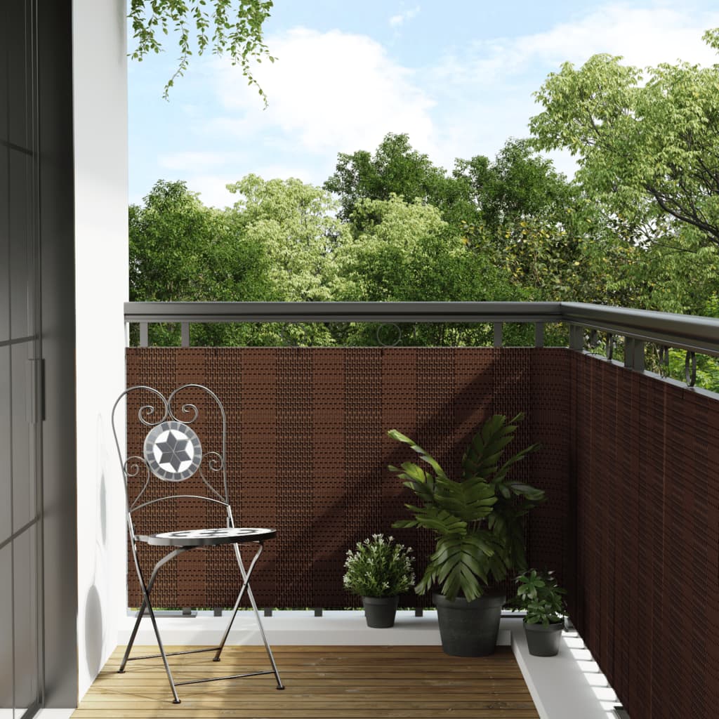 Altanafskærmning 500×80 cm i polyrattan - brun/sort