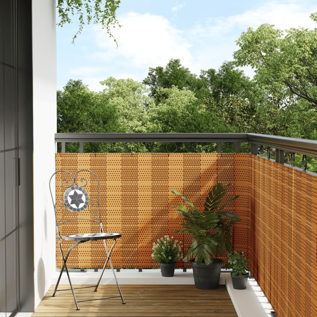 Altanafskærmning 300 × 80 cm i polyrattan - lysebrun