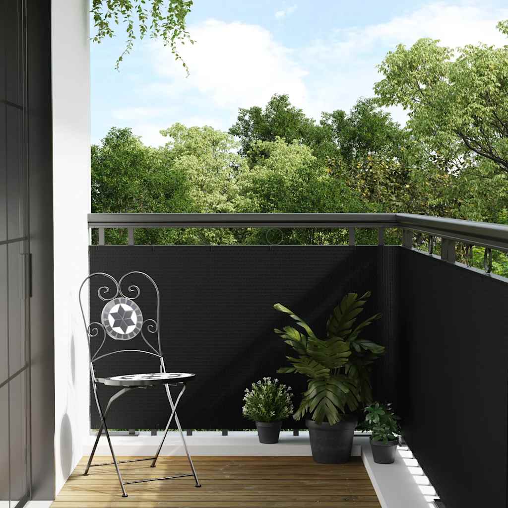 Altanafskærmning 500×100 cm i polyrattan - sort