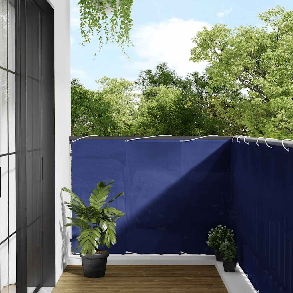Altanafskærmning 120 × 700 cm - blå privatlivsskærm i polyester