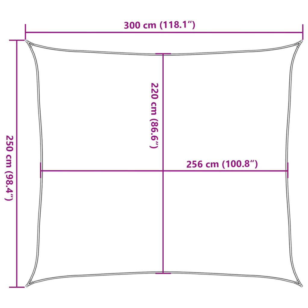 solsejl 3x2,5 m 100 % polyesterstof sandfarvet