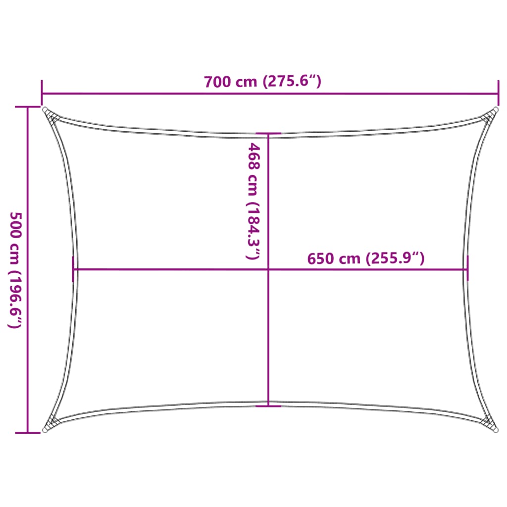 solsejl 7x5 m 100 % polyesterstof sandfarvet