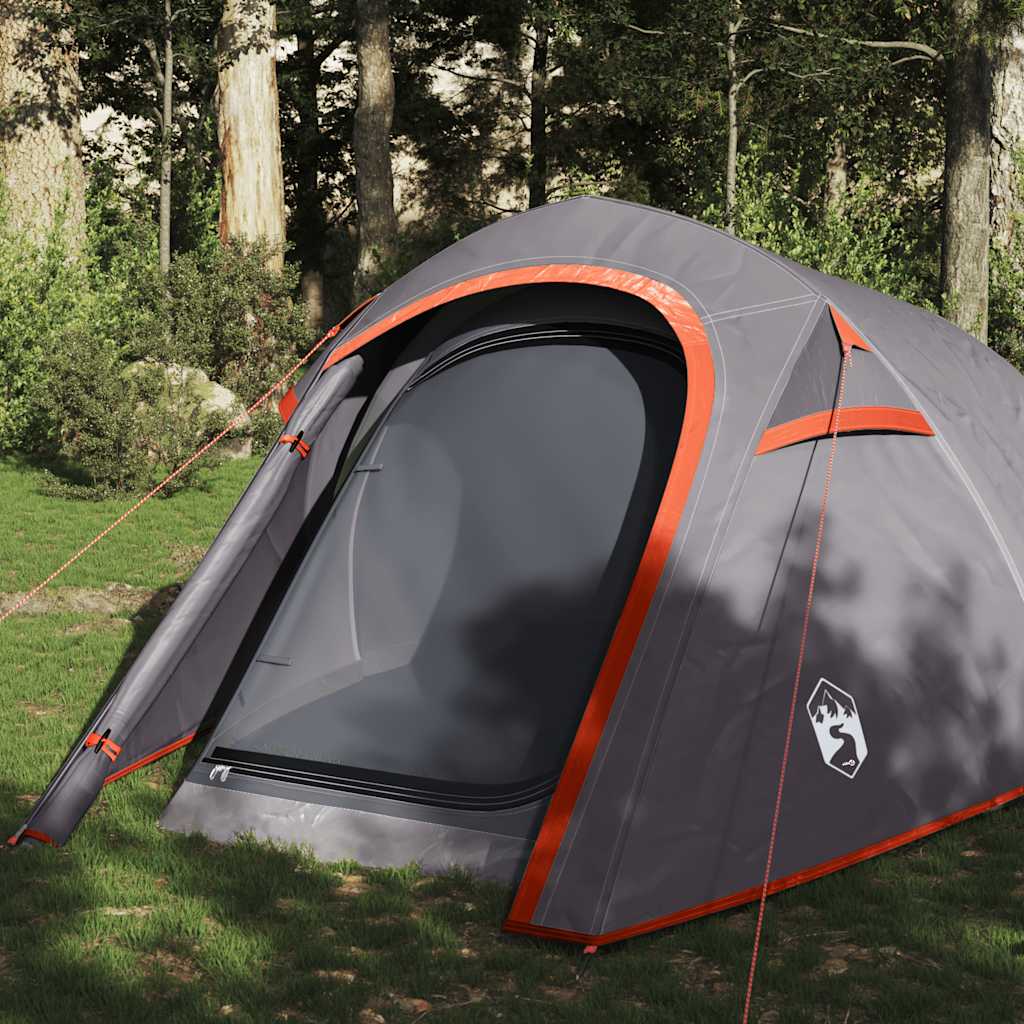 3-personers campingtelt vandtæt grå og orange billede