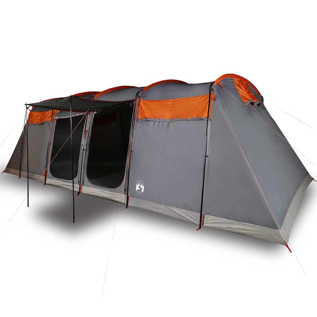 10-personers campingtelt vandtæt grå og orange