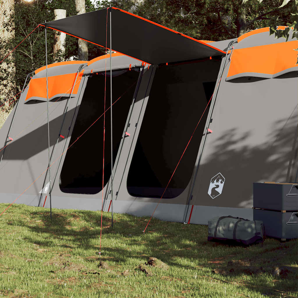 10-personers campingtelt vandtæt grå og orange billede