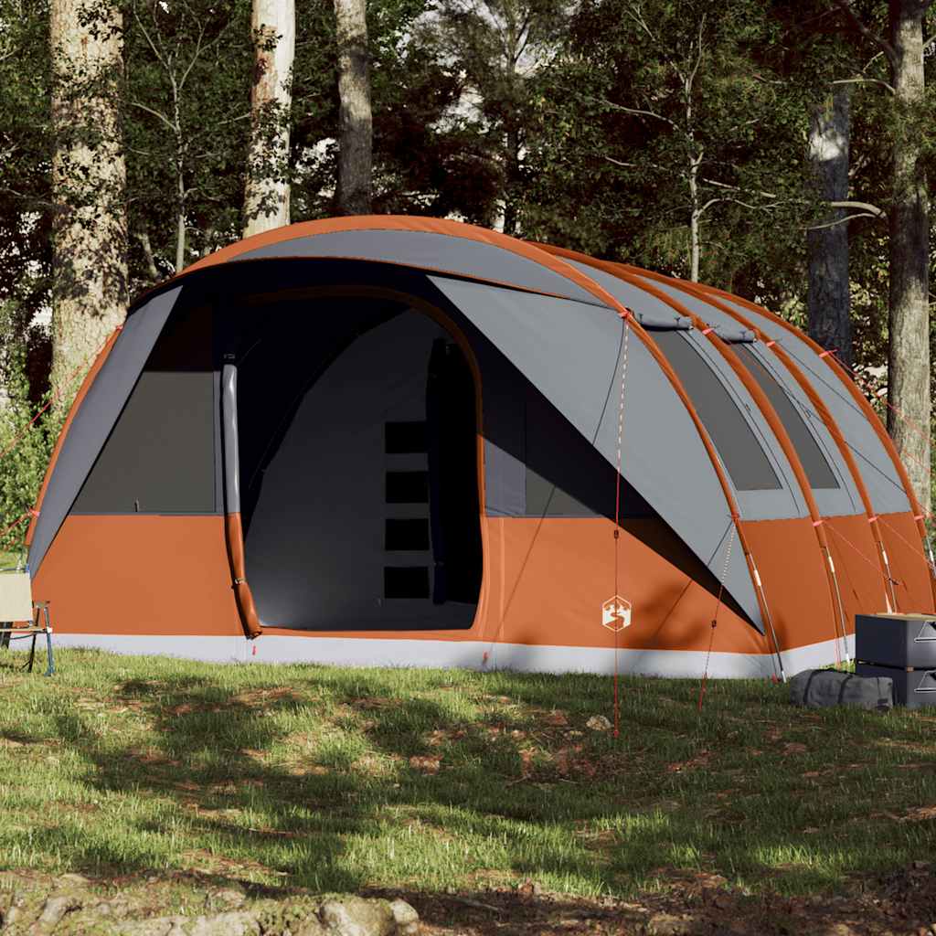 7-personers campingtelt vandtæt grå og orange billede