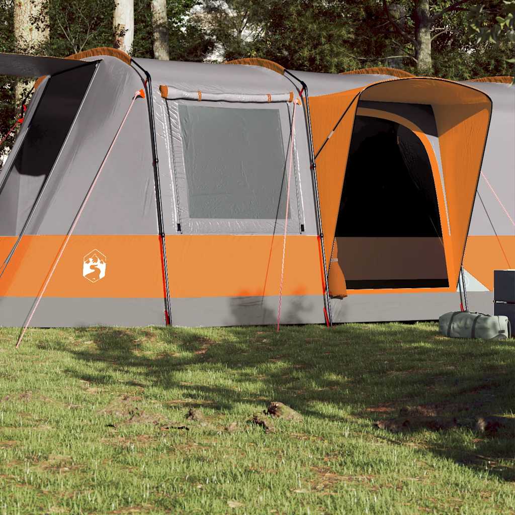 4-personers campingtelt vandtæt grå og orange billede