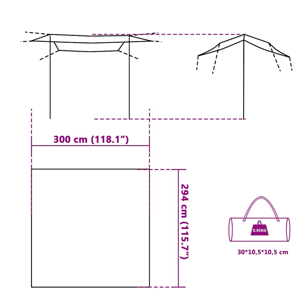 tarp 300x294 cm vandtæt grå og orange