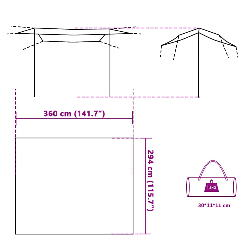tarp 360x294 cm vandtæt grøn