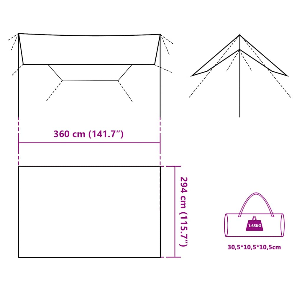 tarp 360x294 cm vandtæt blå