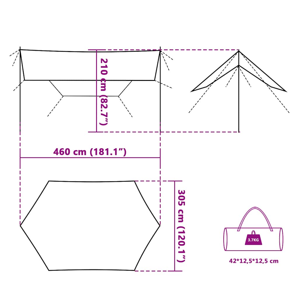 tarp 460x305x210 cm vandtæt blå
