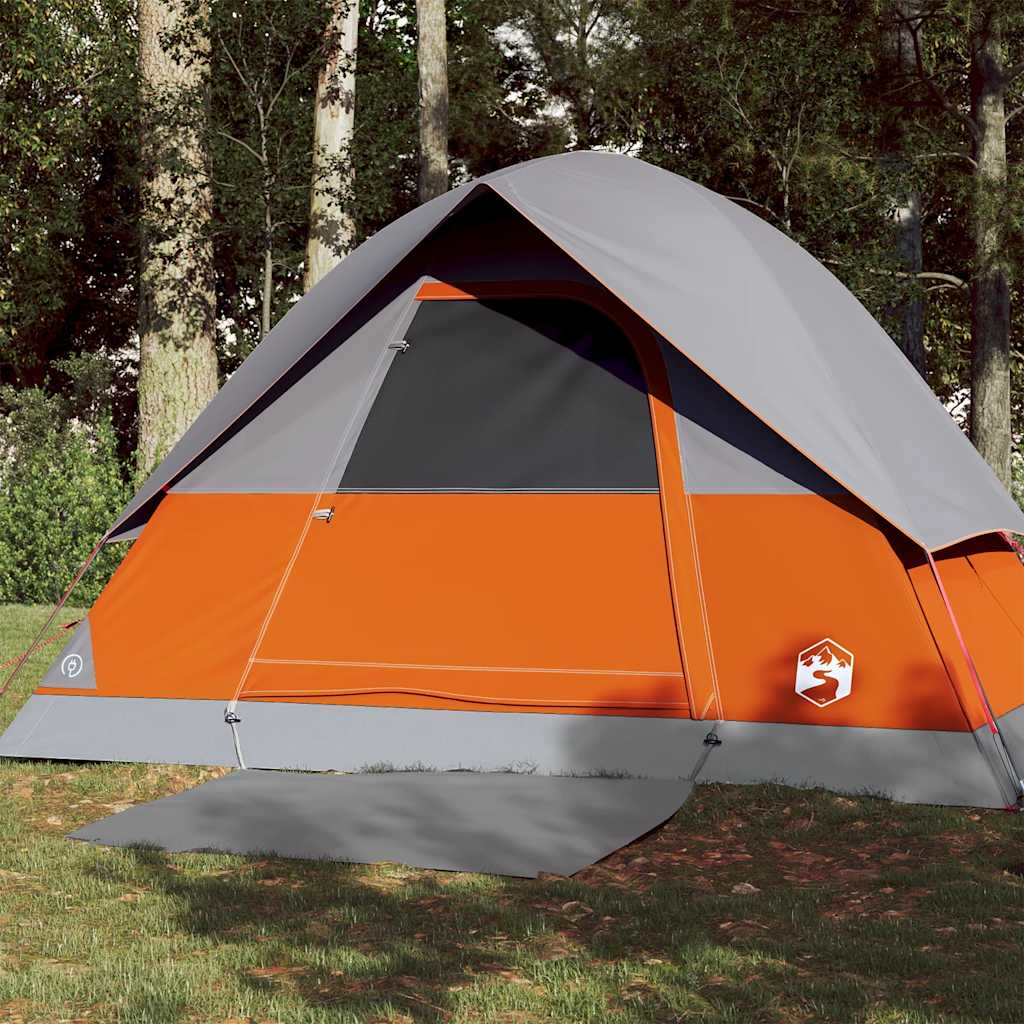 3-personers campingtelt vandtæt kuppel grå og orange billede