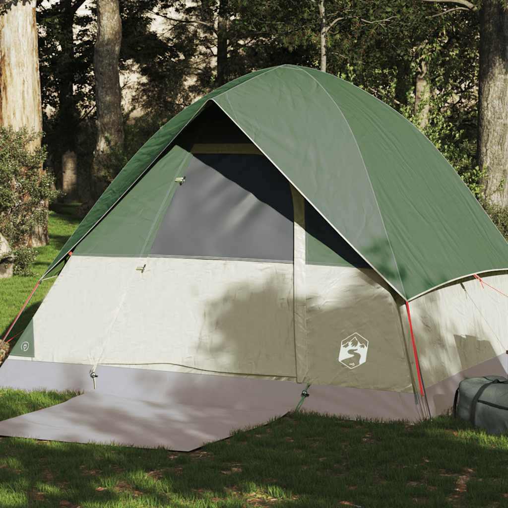 4-personers campingtelt vandtæt kuppel grøn billede